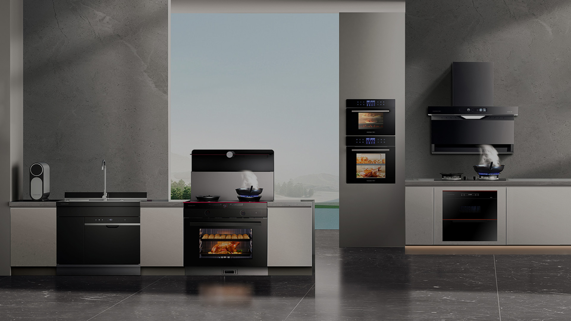 Split integrated stove
